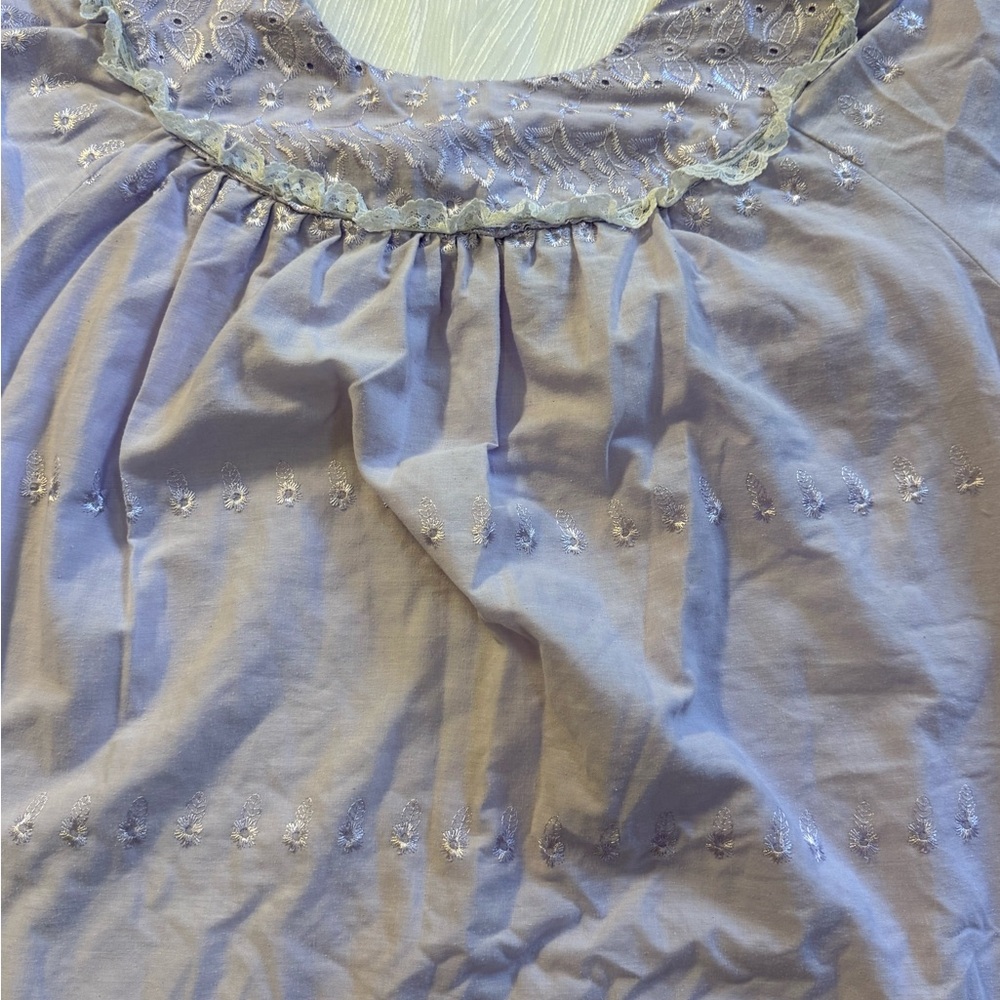 Handmade Lavender Cotton Embroidered Lace Dress Boho Cottagecore Prairie